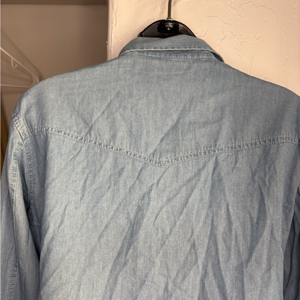 Wrangler Retro NWT Light Blue embroidered denim button down Shirt sz small - Picture 9 of 10